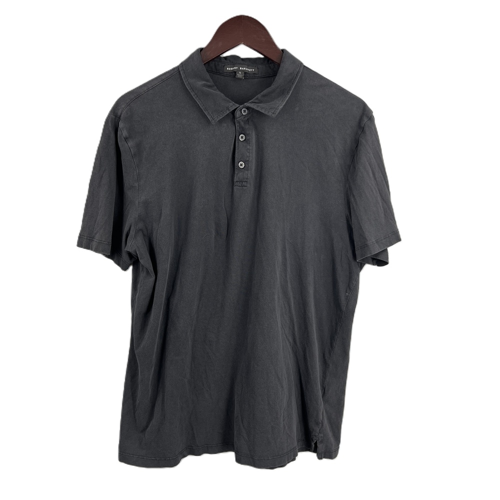 Robert Barakett Black Buttoned Collar Short Sleeve‎ Polo Mens Large